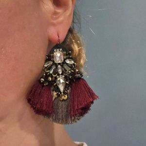 STATEMENT EARRINGS  - Tassel n Gem - Vintage Look